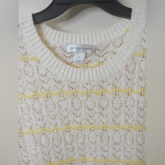 Christopher & Banks Cream Lace Knit Sweater Medium - Picture 3 of 8